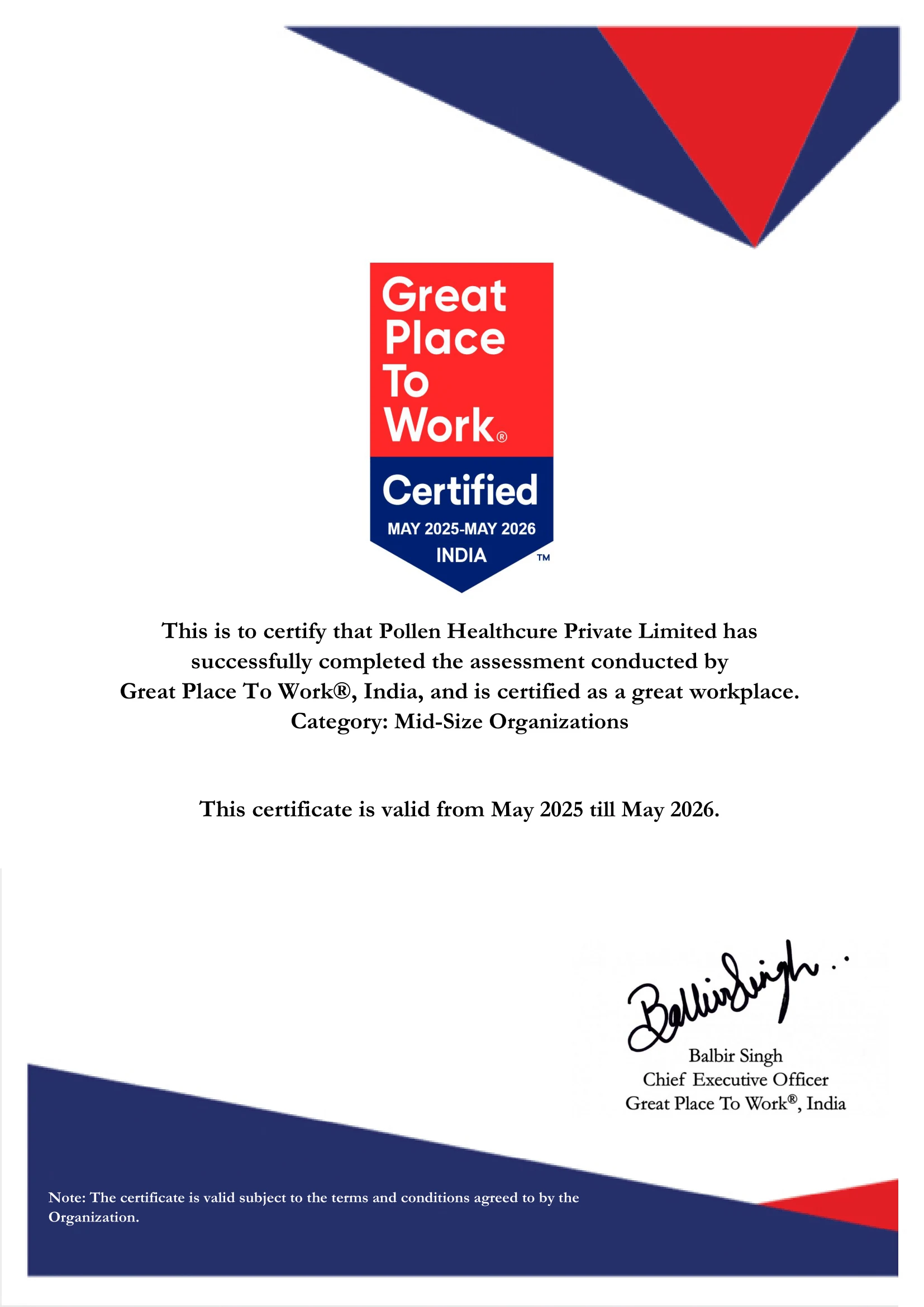 Great Place To Work-Certified